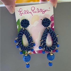New - Never Worn - Lilly Pulitzer Alba Blue Raffia Earrings